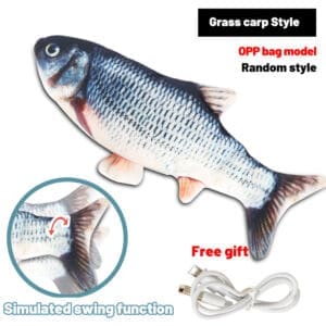 Floppy Wagging Fish USB Charging Simulation Cat Toy Various Types - Grass Carp