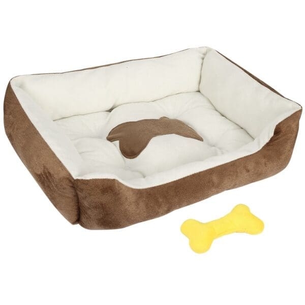 Soft Warm Fleece Pet Dog Bed S Size Brown black - S Brown