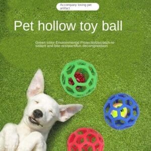 Dog Hollow Ball Toy Red Green Blue With Tennis Ball-Bell - red Hollow ball (with tennis ball)