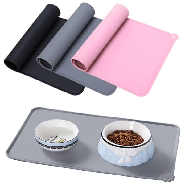 Silicone Dog Cat Bowl Mat Gray, Pink, Black - Image 3