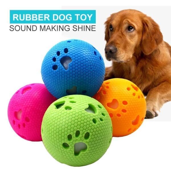 Rubber Pet Ball Toys Orange Green Pink Blue