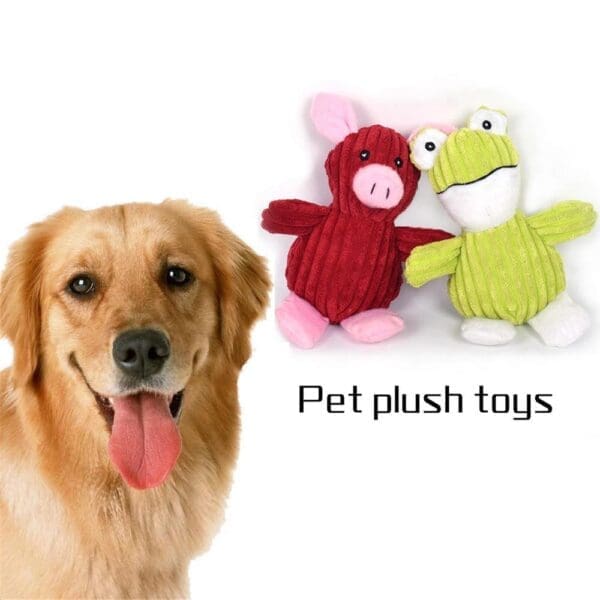 Plush Dog Squeaky Toys Green, Red - Image 2