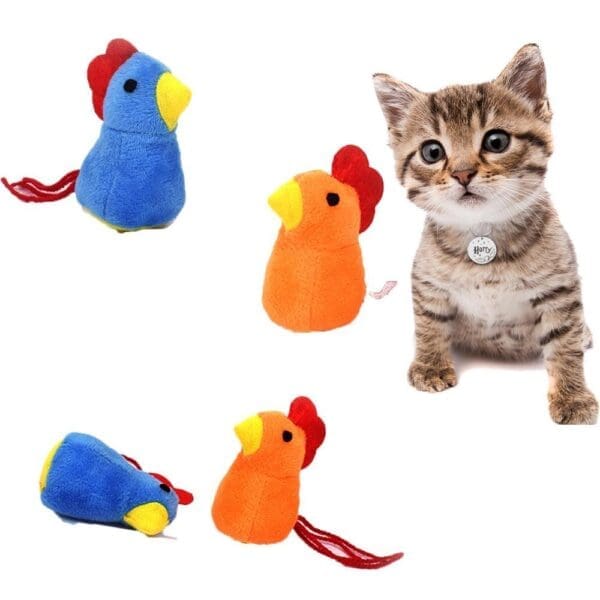 Plush Cartoon Chick Pet Toy Blue Orange