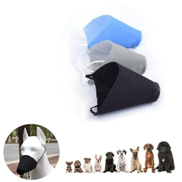 Adjustable Non-Woven Pet Mask S M Grey Blue Black - Black M 11kg-25kg