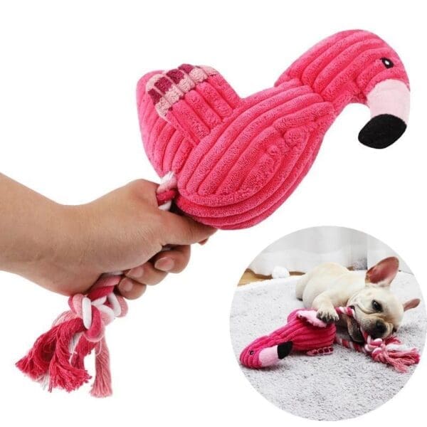 Plush Flamingo Pet Squeaky Toy Pink