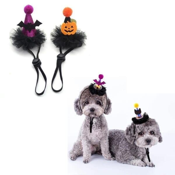 Pet Halloween Hat Adjustable Black Purple - Black