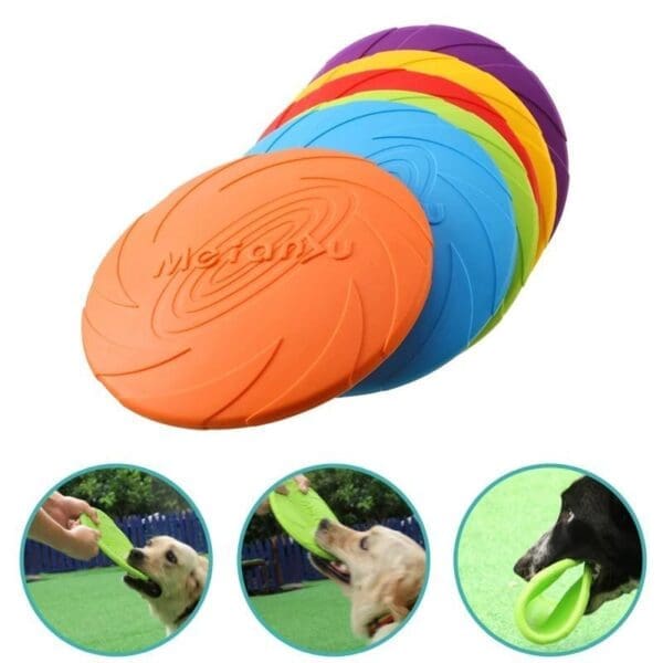 Pet UFO Flying Discs Orange Pink Purple Green Blue 15CM - BLUE