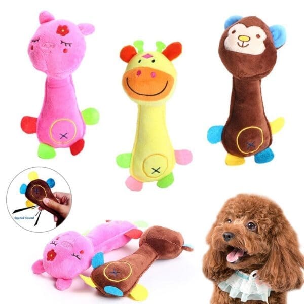 Cute Pet Plush Chew Toy Brown Pink Yellow - Brown