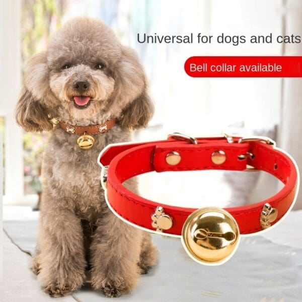 Leather Pet Collars XL L M S Black Red Pink Brown - Red L