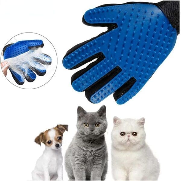 Pet Grooming Deshedding Brush Gloves Blue, Green Right, Left, 1 Pair - Image 6