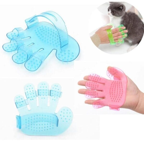 Five Finger Pet Grooming Comb Blue Pink - Pink