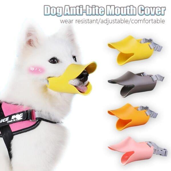 Adjustable Dog Mouth Cover L Blue Red Yellow