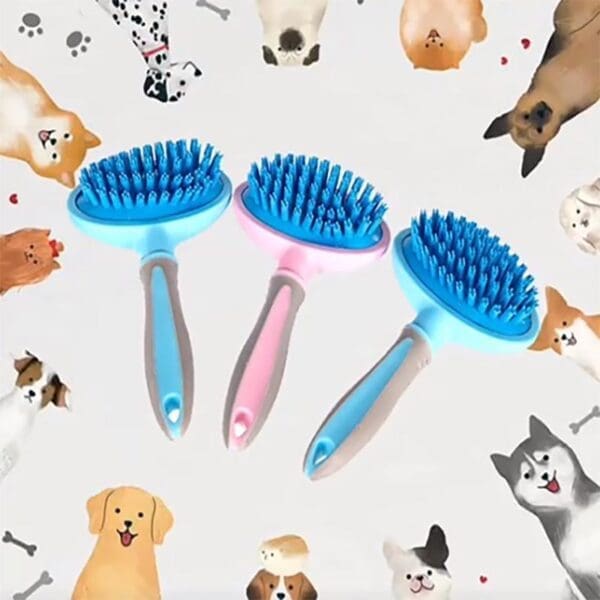 Silicone Pet Grooming Comb Blue, Pink - Image 2