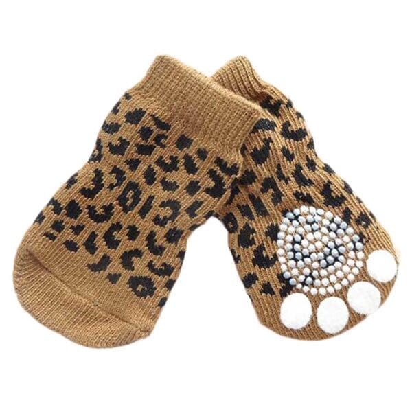 Cute Puppy Cat Socks Brown Leopard Print Default