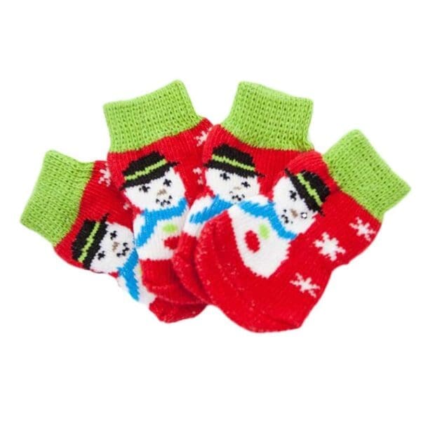 Dog Knitted Pet Socks Christmas Snowman Default