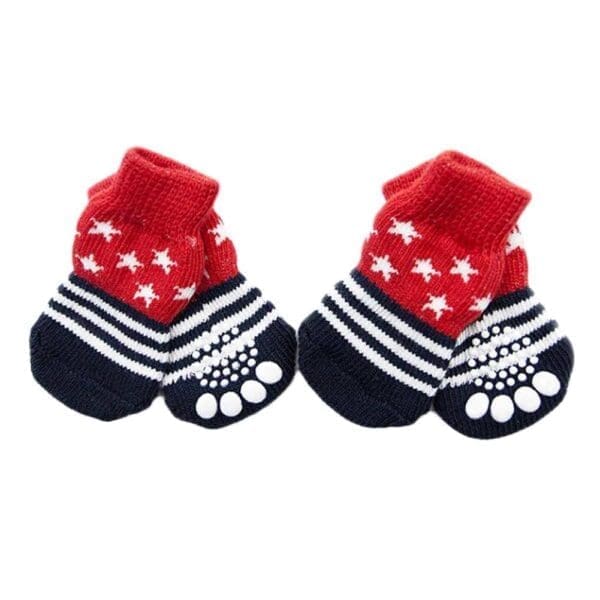 Red Stars Knitted Puppy Cat Socks Default