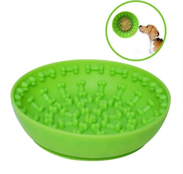 Slow Feeder Dog Bowl with Suction Cup Blue, Green - Image 2