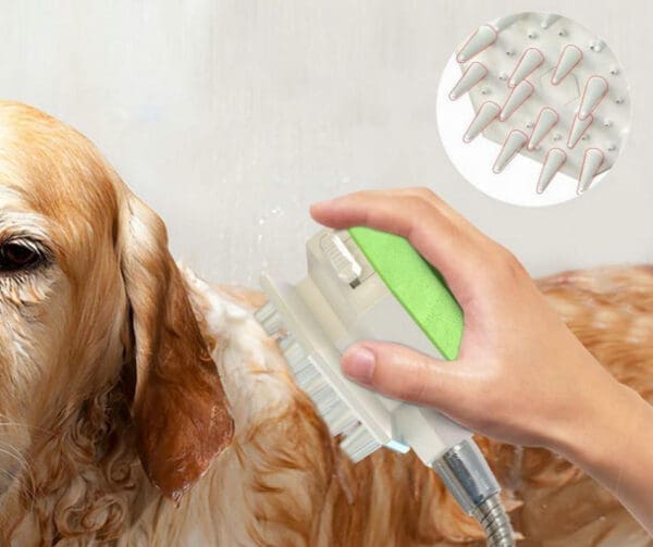 Dog Pet Shower Sprayer Scrubber Green