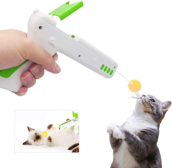 Interactive Cat Teaser Gun Toy Green Yellow Blue - Green