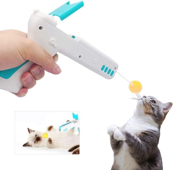 Interactive Cat Teaser Gun Toy Green Yellow Blue - BLUE