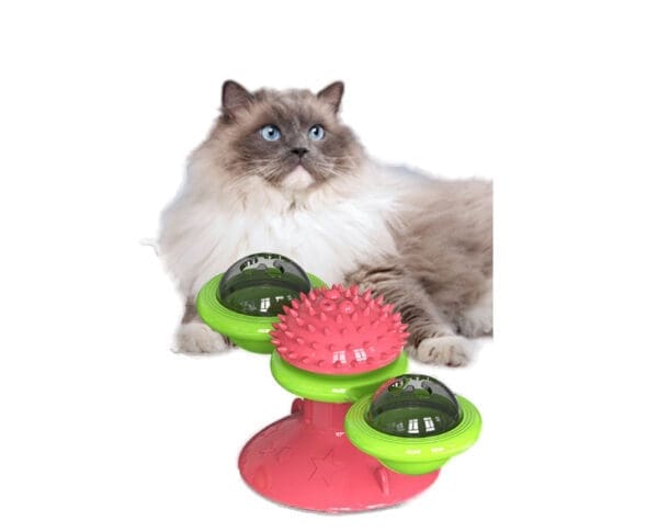 Catnip Windmill Turntable Interactive Cat Toy Yellow Yellow Blue Pink Green Blue - Pink