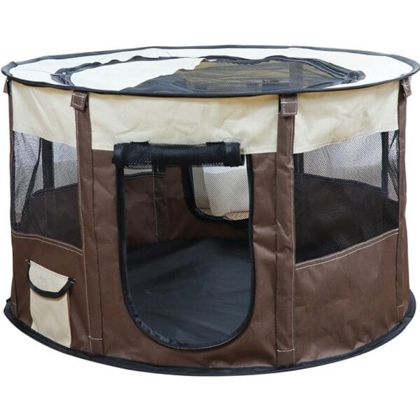 Portable Outdoor Indoor Pet Playpen Yellow Pink Brown Gray - Brown