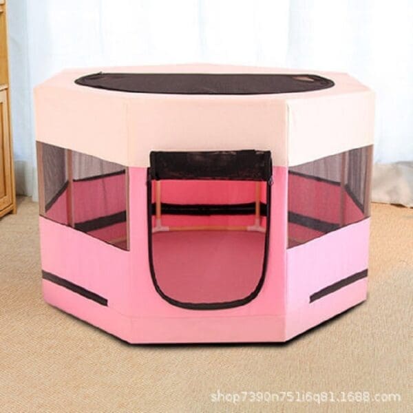 Portable Outdoor Indoor Pet Playpen Yellow Pink Brown Gray - Pink