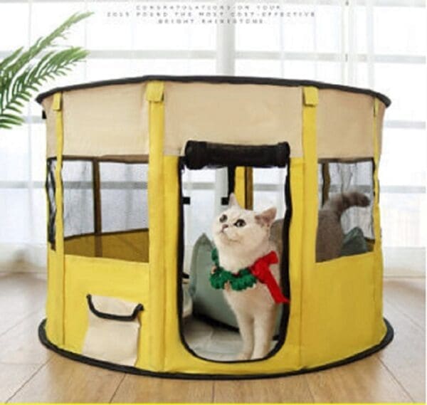 Portable Outdoor Indoor Pet Playpen Yellow Pink Brown Gray - Yellow