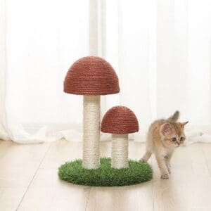 Mushroom Cat Scratching Post Mini Tower Brown Gray