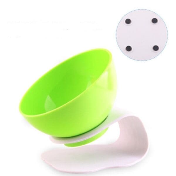 Elevated Non-Slip Rubber Base Cat Food Bowl Green Pink White - Green