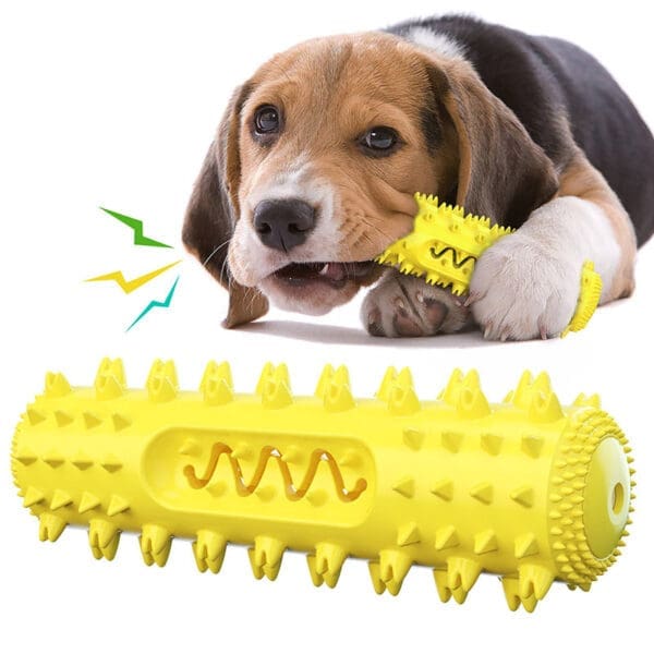 Dog Toothbrush Molar Stick Chew Toy Green Yellow Blue - Yellow