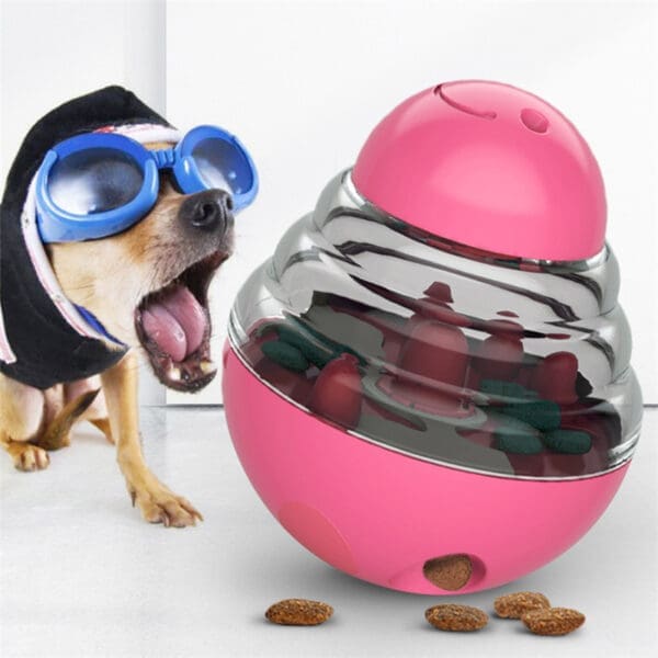 Dog Toys Food Ball Dispenser Blue Yellow Pink Green - Pink