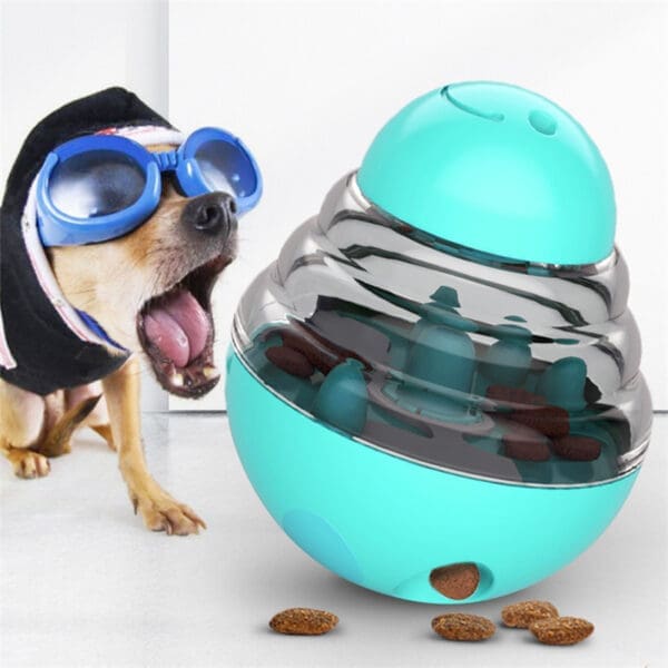 Dog Toys Food Ball Dispenser Blue Yellow Pink Green - BLUE