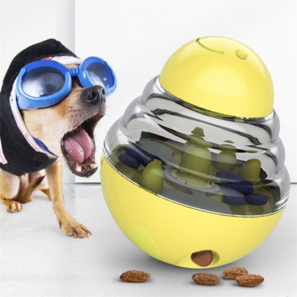 Dog Toys Food Ball Dispenser Blue Yellow Pink Green - Yellow