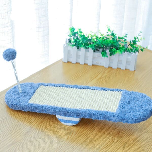 Interactive Cat Toy Scratcher with Ball blue brown - BLUE