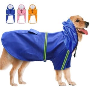 Waterproof Reflective Dog Raincoat blue pink orange