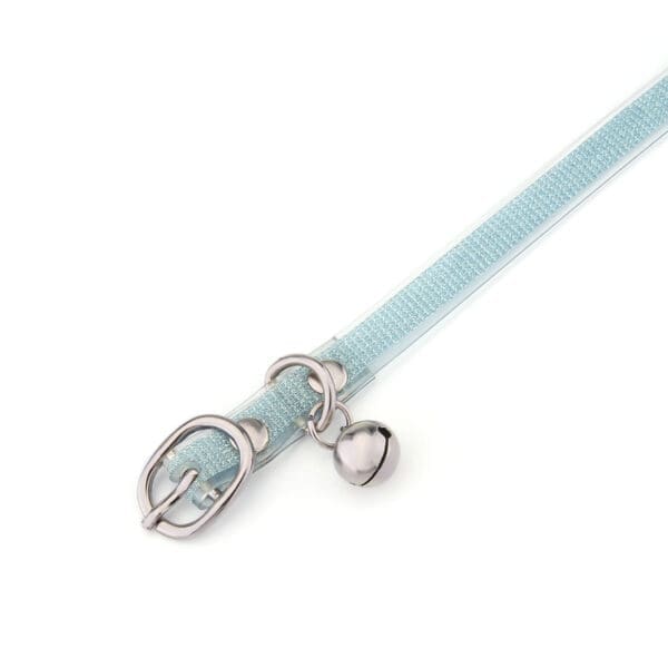 Pet Collar Kitten Collar Soft Leather Glittered PU Leather Material Adjustable Belt Collar blue pink gray white - BLUE