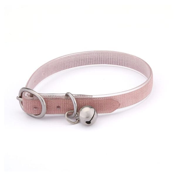 Pet Collar Kitten Collar Soft Leather Glittered PU Leather Material Adjustable Belt Collar blue pink gray white - Pink