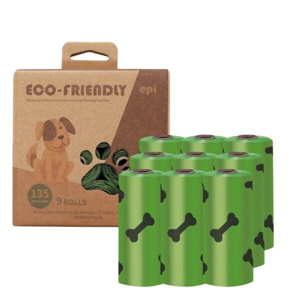 Degradable Bone Print Dog Poop Bags Multiple Pack Sizes - 9 Rolls (135 Bags)