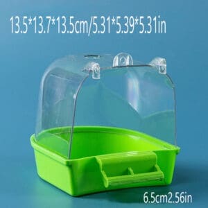 Bird Bath Box for Cage Green Blue Orange - Green Bird Bath Box