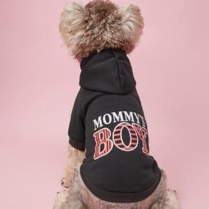 Mommys Boy Pattern Pet Hoodie Black Royal Blue  XL - Black S