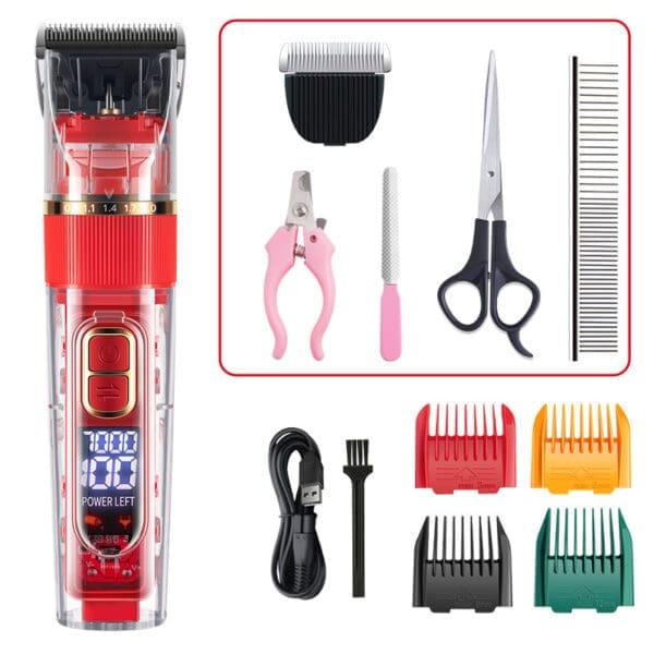 Dog Hair Clippers Set Low Noise Green Red Standard Set Version - Red Set Version