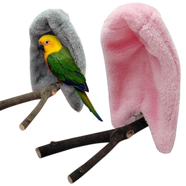 Plush Bird Hammock for Cage Gray Pink Blue Purple - Purple S