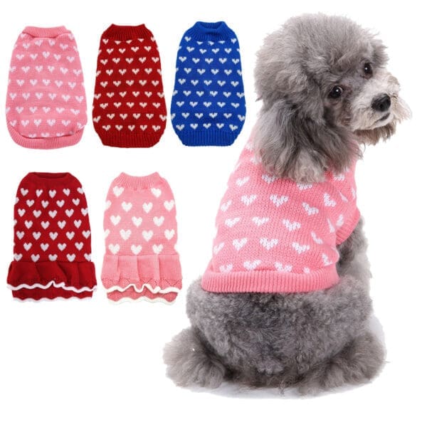 Turtleneck Dog Sweater Red Pink  XL 2XL - Pink S