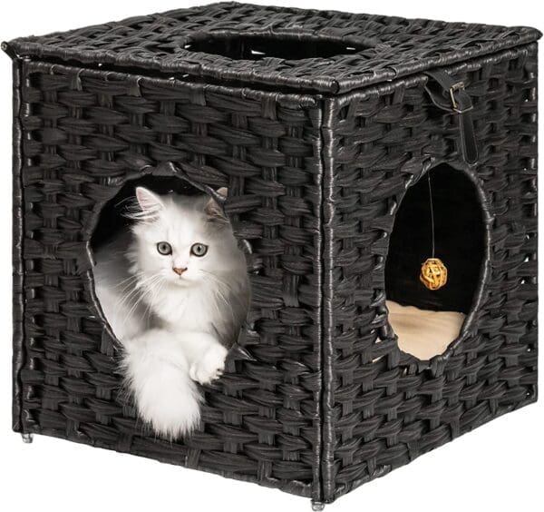 Mewoofun Handmade Cat House Black Grey Brown - Black