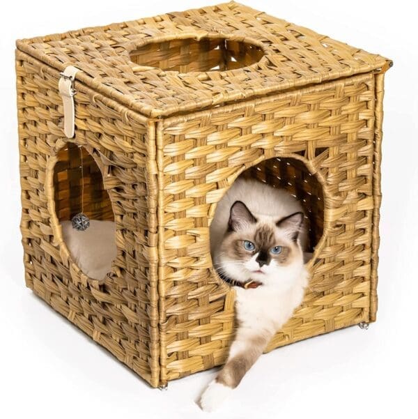 Mewoofun Handmade Cat House Black Grey Brown - Brown