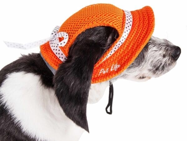 Pet Life Sea Spot Sun UV Protectant Dog Hat Black Red Pink Orange Burgundy Blue Medium Large - Orange Medium