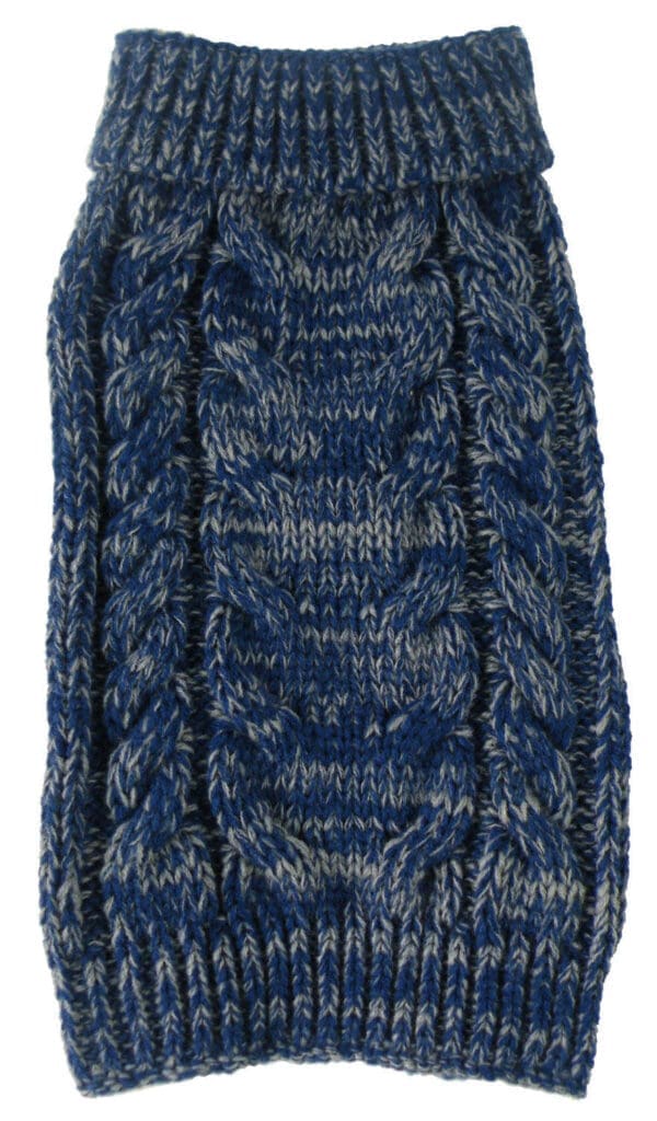 Classic True Blue Heavy Cable Knitted Dog Sweater Small X-Small Large Medium - X-Small