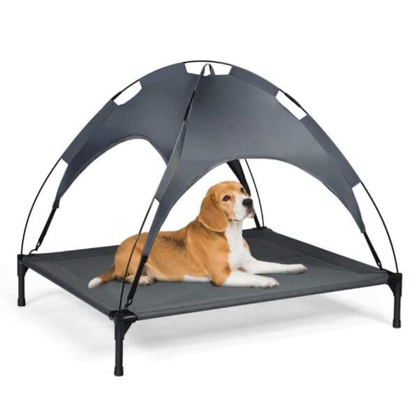 Outdoor Elevated Pet Bed with Canopy Grey XL L - grey XL