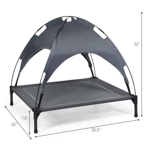 Outdoor Elevated Pet Bed with Canopy Grey XL L - grey L